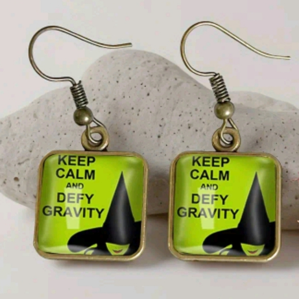 Green Witch Hat Earrings